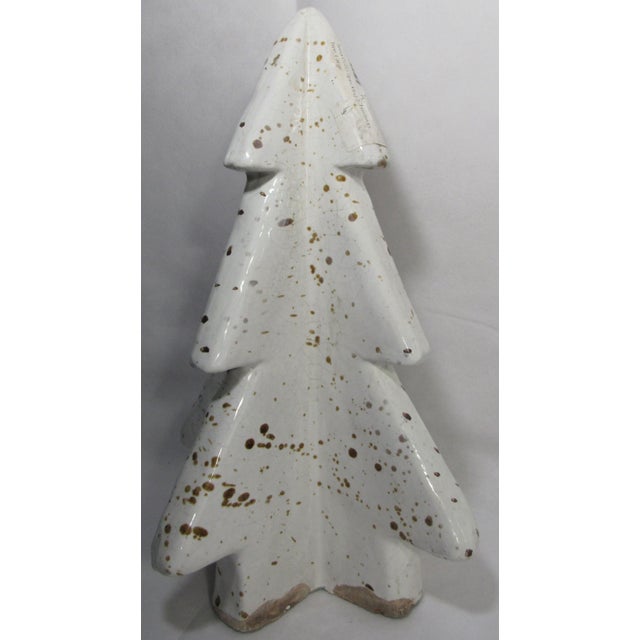 Pottery Barn Vintage Pottery Barn Holiday Speckled Christmas Tree Fired Terracotta Figure For Sale - Image 4 of 12