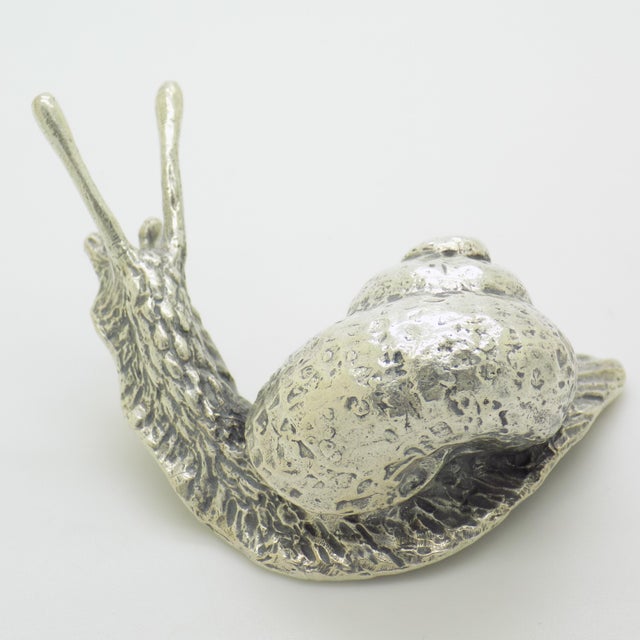 Vintage Italian Genuine Silver 800 Life-Size Snail Figurine by Arezzo Silversmith Ar 100, 1970s For Sale - Image 6 of 13
