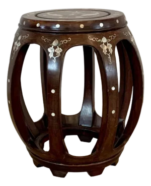 Mid-20th Century Chinese Hardwood Barrel Form Garden Stool