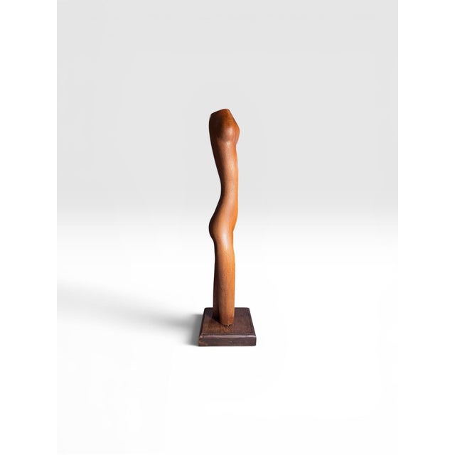 Vintage Hand-Carved Modernist Nude Female Wood Sculpture, 32”h For Sale In West Palm - Image 6 of 12