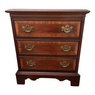 1980s Dixie Chippendale Style 3 Drawer Nightstands For Sale