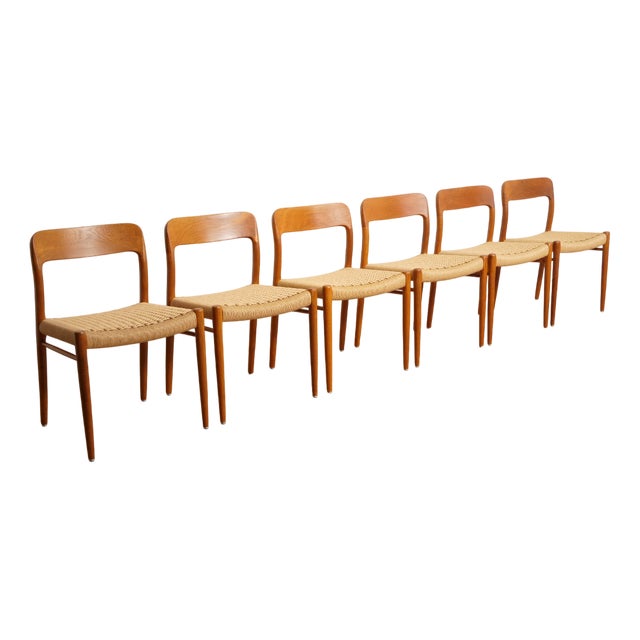 Vintage Model 75 Dining Chairs in Teak by Niels Otto Moller for J.L. Møllers, 1960s, Set of 6 For Sale