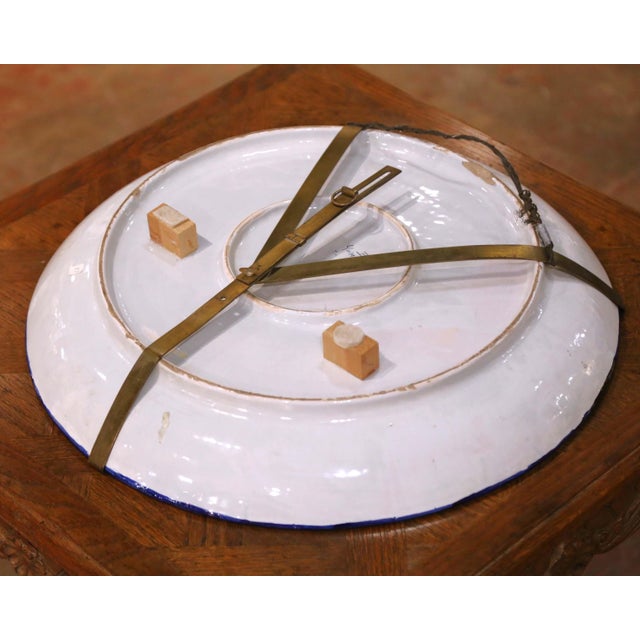 19th Century French Hb Quimper Faience Decorative Wall Platter or Serving Tray For Sale - Image 10 of 11