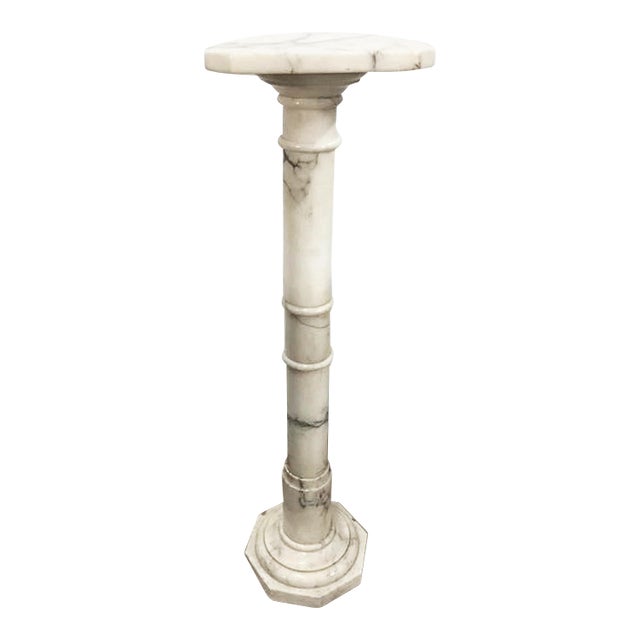 Antique French Carrara Marble Pedestal For Sale