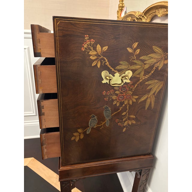Chinoiserie Mahogany Henredon Aston Court Collection Chinoiserie Silverware or Jewelry Chest For Sale - Image 3 of 12