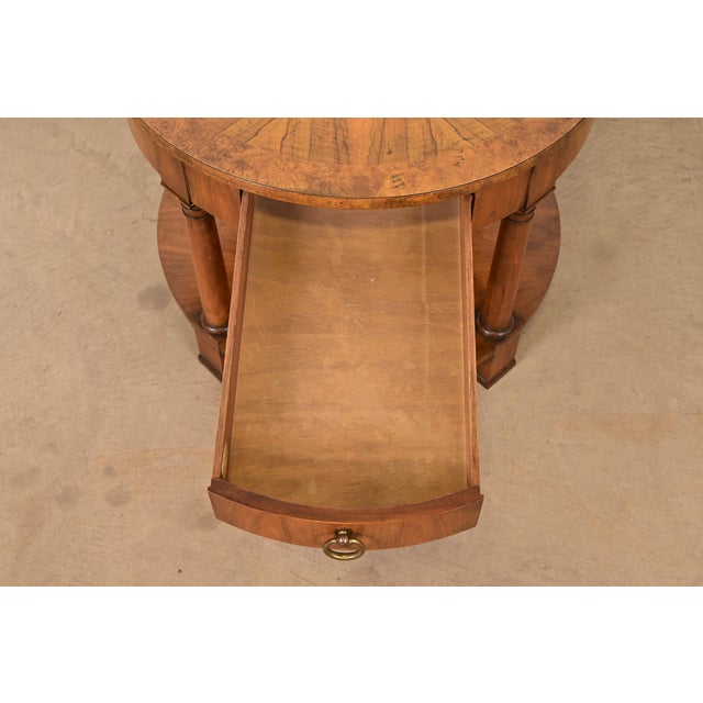 Baker Furniture French Empire Cherry and Burl Wood Tea Table, Circa 1960s For Sale - Image 12 of 16