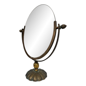 Vintage Double-Sided Solid Brass Vanity Mirror Attributed to Charles Hollis Jones