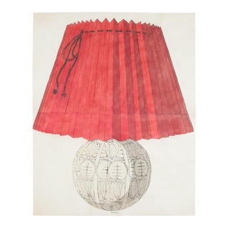 Unknown - Porcelain Lamp - Original Watercolor and Ink - Late 19th Century For Sale