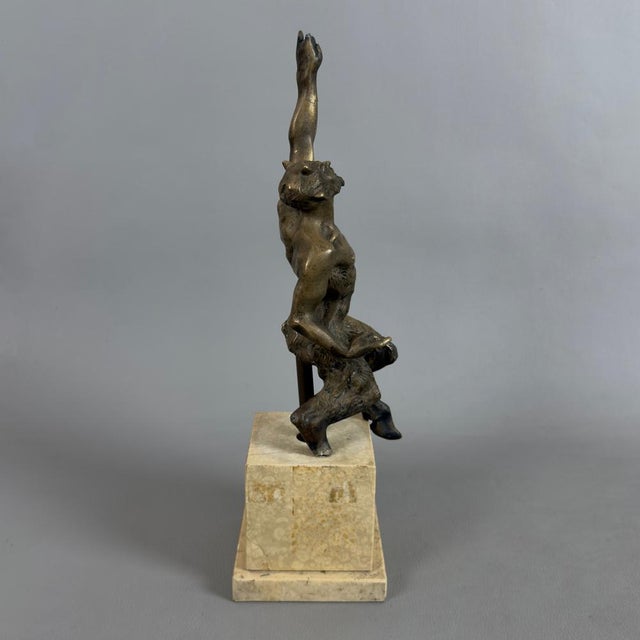 Bronze Sculpture of Satyr on Marble Base, 19th Century For Sale - Image 4 of 17