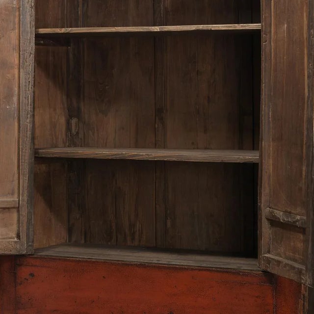 Red Antique Chinese Red Lacquered Wedding Cabinet For Sale - Image 8 of 9