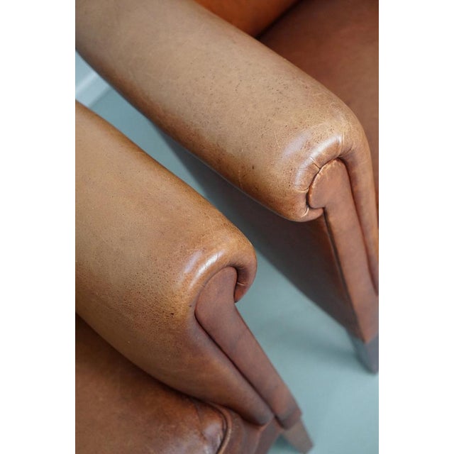 Vintage Dutch Cognac Colored Leather Club Chairs, 1970s, Set of 2 For Sale - Image 13 of 16