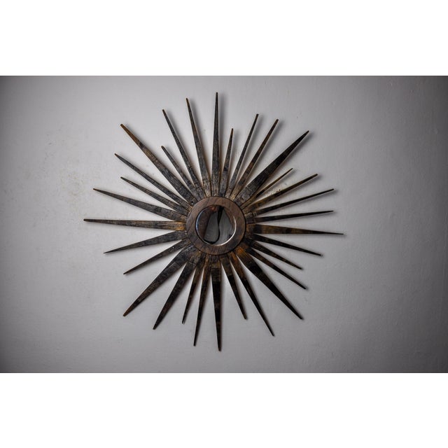 Wood French Wooden Sun Mirror, 1960s For Sale - Image 7 of 7