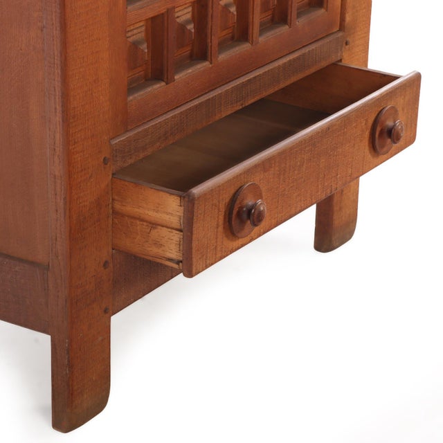 Brown French Oak Brutalist-Style Cabinet, C. 1960. For Sale - Image 8 of 8