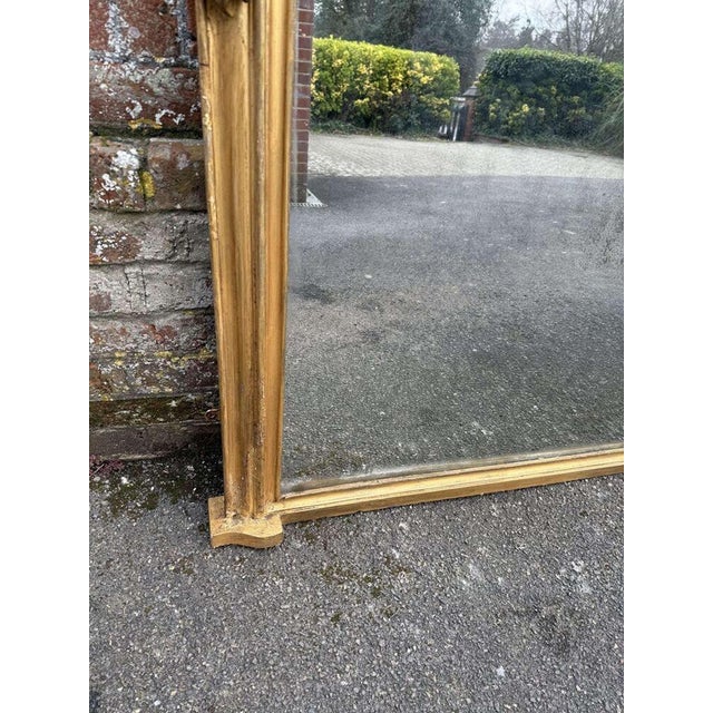 Large Antique English Gilt Overmantle Mirror For Sale - Image 3 of 8