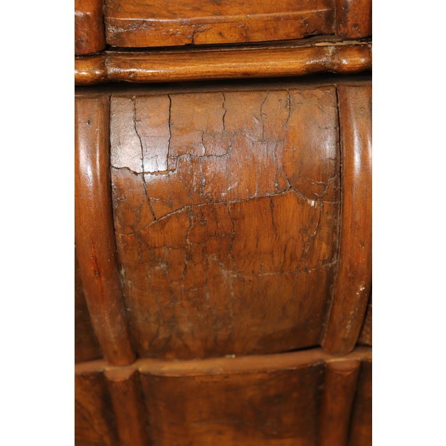 Pair of Antique Italian Baroque Style Brass Mounted Bombe Nightstands For Sale - Image 15 of 15