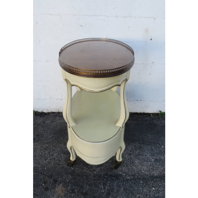 White Furniture 1960s White Furniture French Pained Two Tiers Bar Liquor Cart Server For Sale - Image 4 of 18