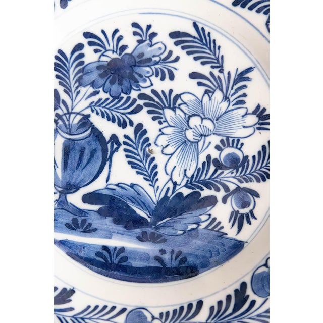 Delft Antique 18th Century Dutch Delft Faience Floral Plate For Sale - Image 4 of 7