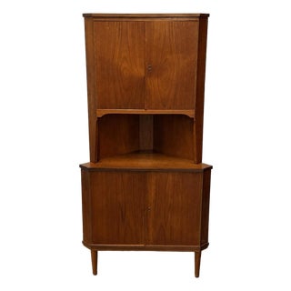 Vintage Danish Modern Teak Corner Cabinet, Circa 1960s Mid Century For Sale
