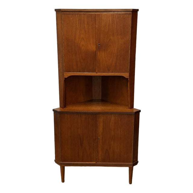 Vintage Danish Modern Teak Corner Cabinet, Circa 1960s Mid Century For Sale