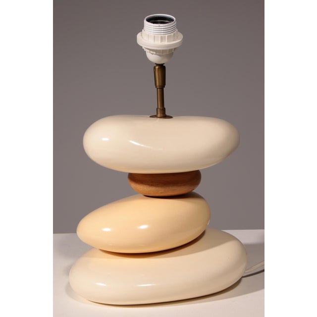 Cream France Pebble Table Lamp by François Chatain, 1980s For Sale - Image 8 of 14