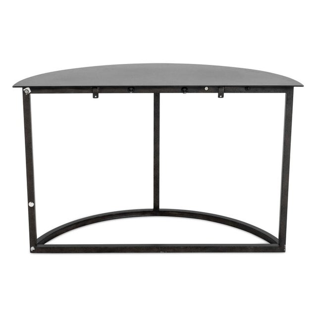 Minimalist Black Metal Demilune Tables, Pair For Sale - Image 4 of 6