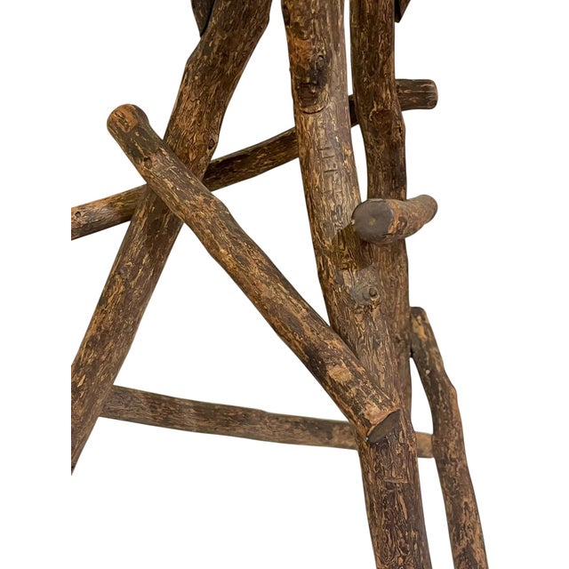Antique Adirondack Twig Side Table With Natural Edge Top – Rustic Folk Art Cabin Style For Sale - Image 6 of 17