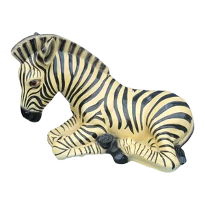 Vintage Yellow Black Large Italian Sitting Regency Zebra Room Decor Statue