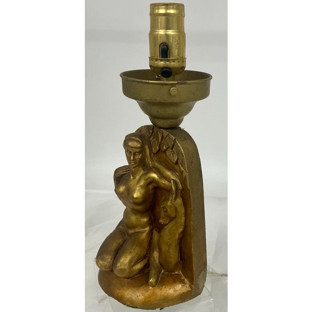Art Deco Vintage Art Deco Chalk Ware Sculptural Lamp. For Sale - Image 3 of 12