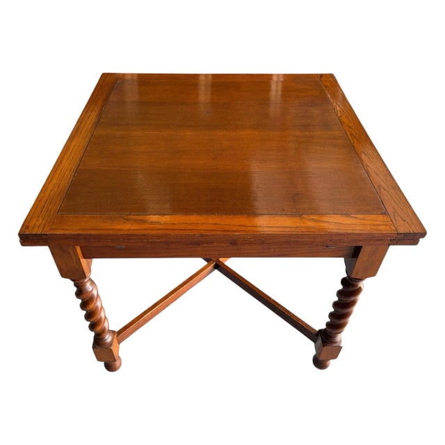 Professionally Restored - 1930s Draw Leaf Table - Solid Oak - Barley Twist (#19). For Sale - Image 9 of 10