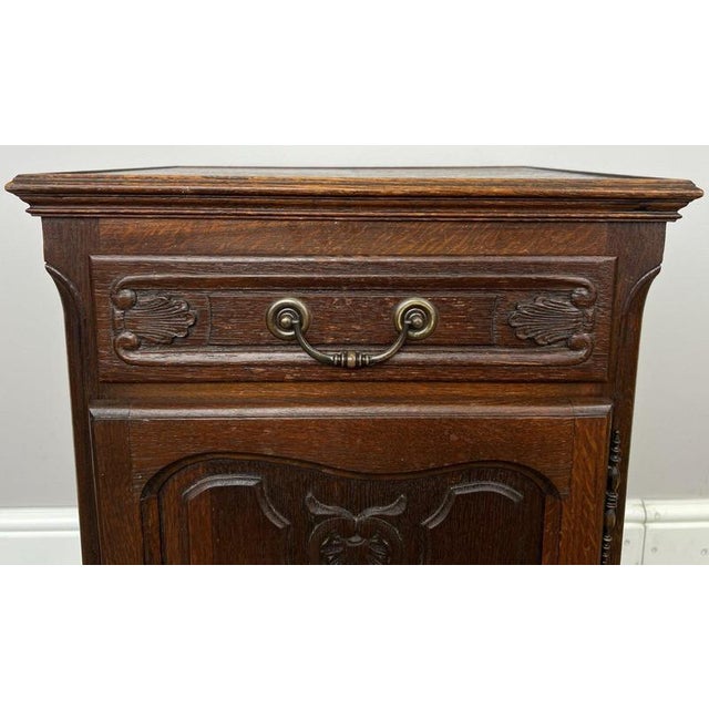Vintage French Louis XVI Oak Bedside Table For Sale - Image 4 of 11