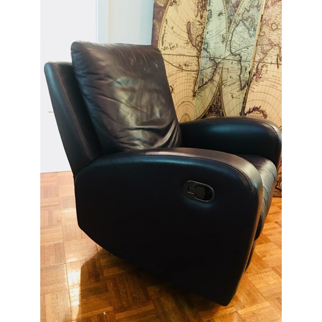 Natuzzi Italian Aubergine Leather Recliner Rocker Swivel Chair Chairish