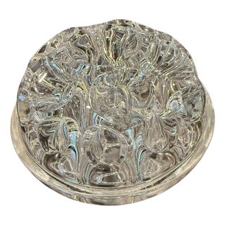 Reims France Thick Clear Crystal Glass Flower Frog 19 Holes For Sale