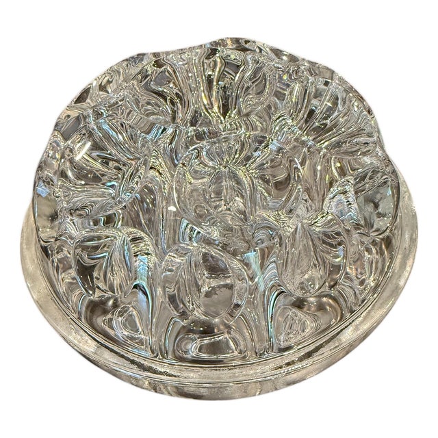 Reims France Thick Clear Crystal Glass Flower Frog 19 Holes For Sale