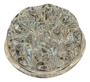 Reims France Thick Clear Crystal Glass Flower Frog 19 Holes