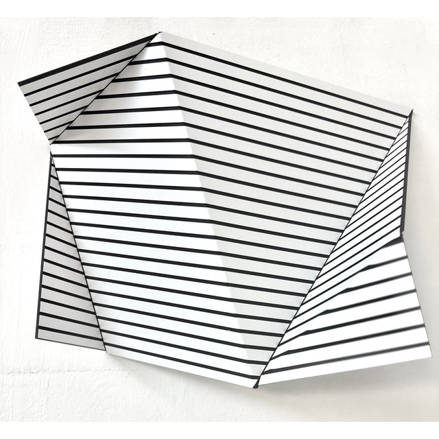 Contemporary Abstract Composite Folded and Etched Plastic "Wallreliefs Black and White 3" by Cristina Ghetti For Sale - Image 4 of 5
