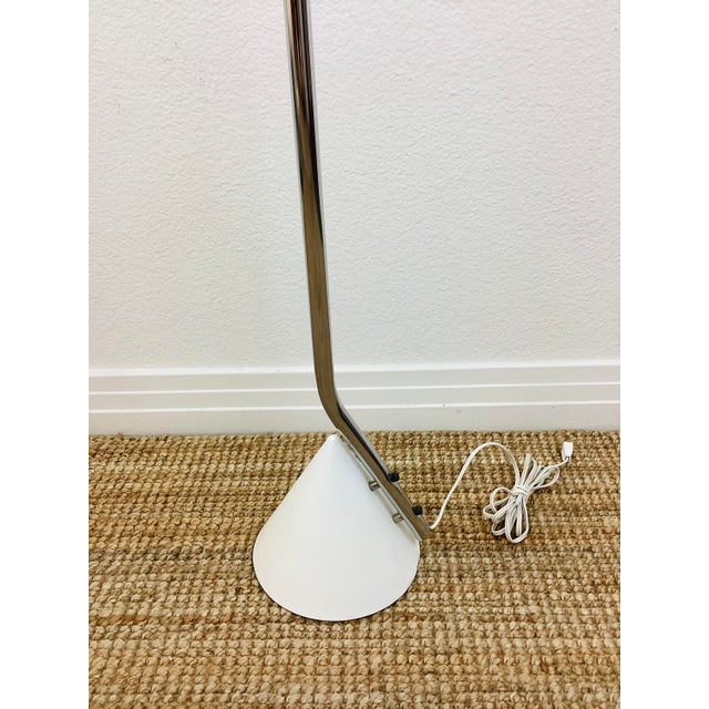 Mid-Century Modern Vintage 1960s Mid Century Modern Memphis Style White & Chrome Torchiere Floor Lamp For Sale - Image 3 of 7