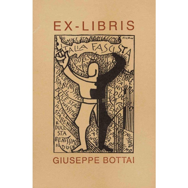 Modern Giacomo Balla, Ex Libris Giuseppe Bottai, Woodcut, 1930s For Sale - Image 3 of 3