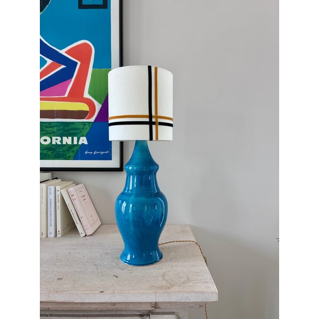 1970s Poire Lamp in Bright Blue Ceramic, 1970 For Sale - Image 5 of 5