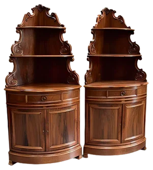 19th Century Walnut Corner Cabinets, Set of 2