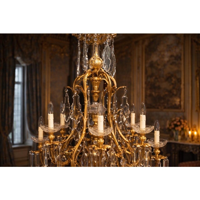 Mid 20th Century French Louis XVI Gold Bronze Chandelier For Sale - Image 12 of 17