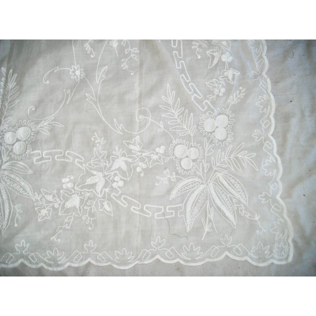 French Embroidered Curtain Sheer Antique Cornely 19 Century For Sale - Image 10 of 14
