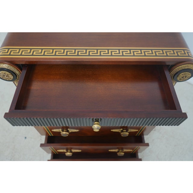 Neoclassical 6 Drawer Inlaid High Chest For Sale - Image 4 of 12