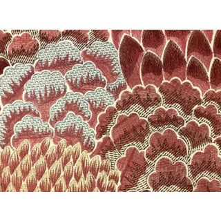 1/3 Yard Cowtan & Tout Coromandel Lacquer Coral Red Beige Floral Botanical Embroidered Upholstery Drapery Fabric For Sale
