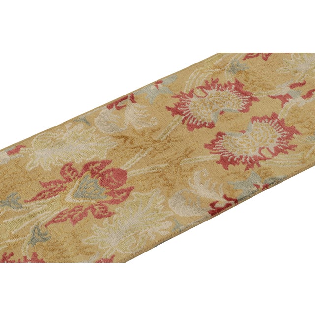 2010s Spanish European Style Runner in Gold, Red & Blue Floral Pattern by Rug & Kilim For Sale - Image 5 of 7