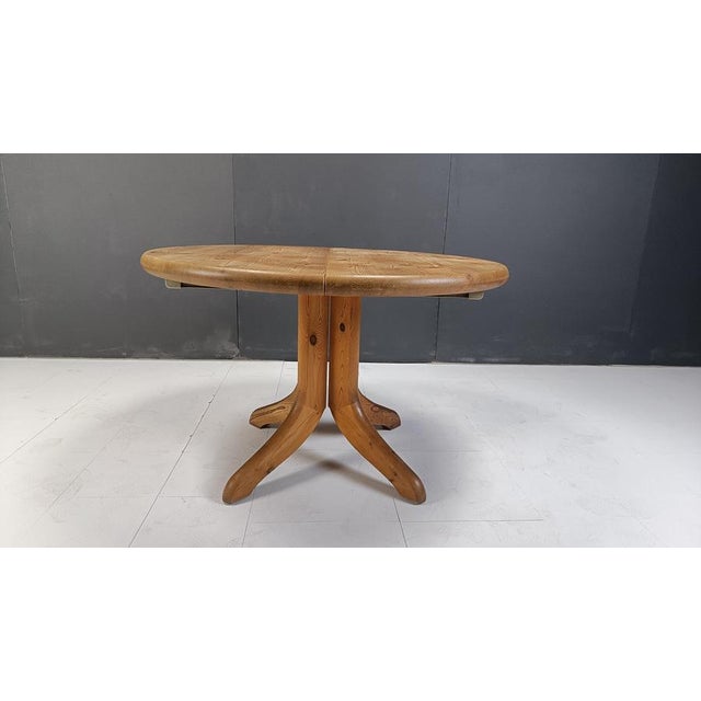 Round Pine Wood Dining Table by Rainer Daumiller, 1970s For Sale - Image 4 of 10