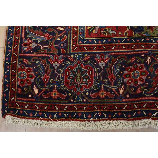 Heriz Rug 8’2” X 10’11” Red Wool Vintage Traditional Hand-Knotted Carpet For Sale - Image 12 of 15