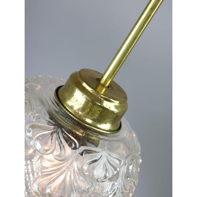 Goldenrod Mid-Century Italian Glass and Brass Pendant Lamp, 1960s For Sale - Image 8 of 13