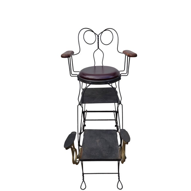 Antique Shoeshine Barbers Chair Twisted Wrought Iron Ice Cream Parlor Armchair For Sale - Image 10 of 18
