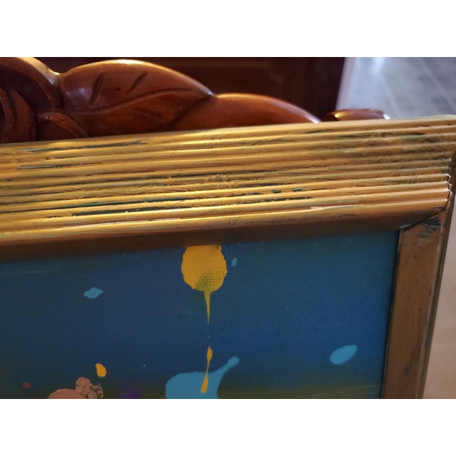 "Midnight at the Oasis" Contemporary Abstract Mixed-Media Painting, Framed For Sale - Image 4 of 6