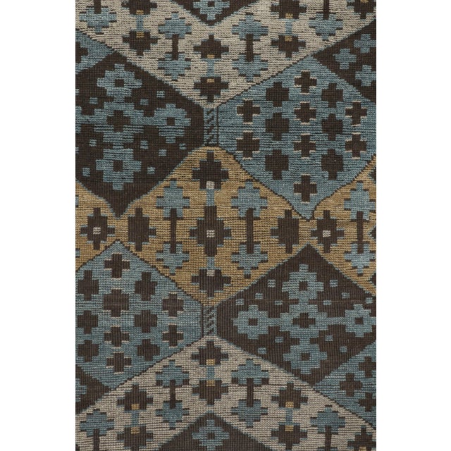 Traditional Rug & Kilim’s Burano Runner Rug in Blue, Gold and Brown With Geometric Patterns For Sale - Image 3 of 8